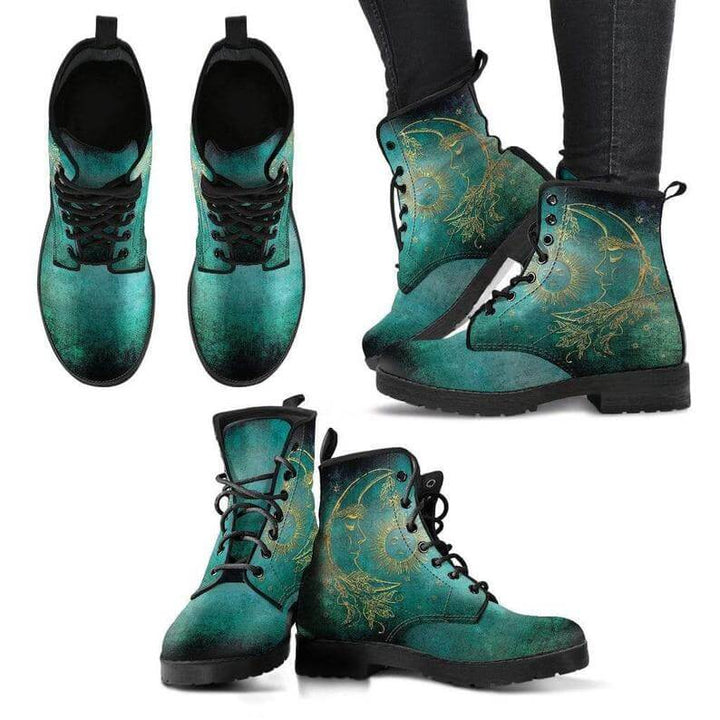 Ladies' ankle boots with autumn leaves and moon motif – Selene