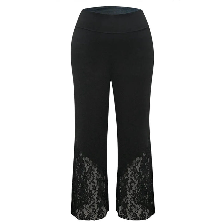 Schwarze Damenhose mit Spitze, elegant, aus Baumwolle, ideal für Abendmode und besondere Anlässe.