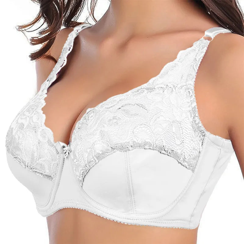 Damen-BH aus weißer Spitze, bügellos, bequem, verstellbare Träger, Unterwäsche.