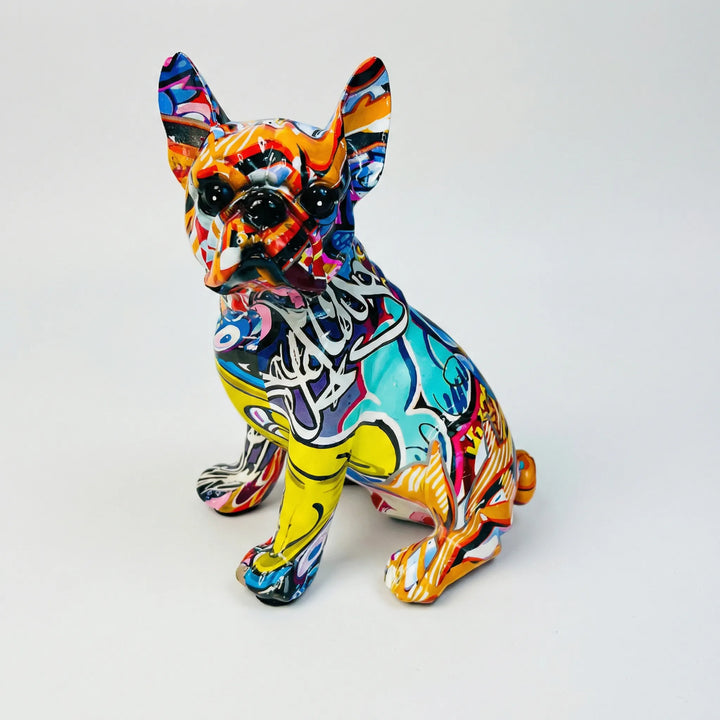 Handbeschilderd Bulldog-Beeldje In Graffitistijl - Frenzzo