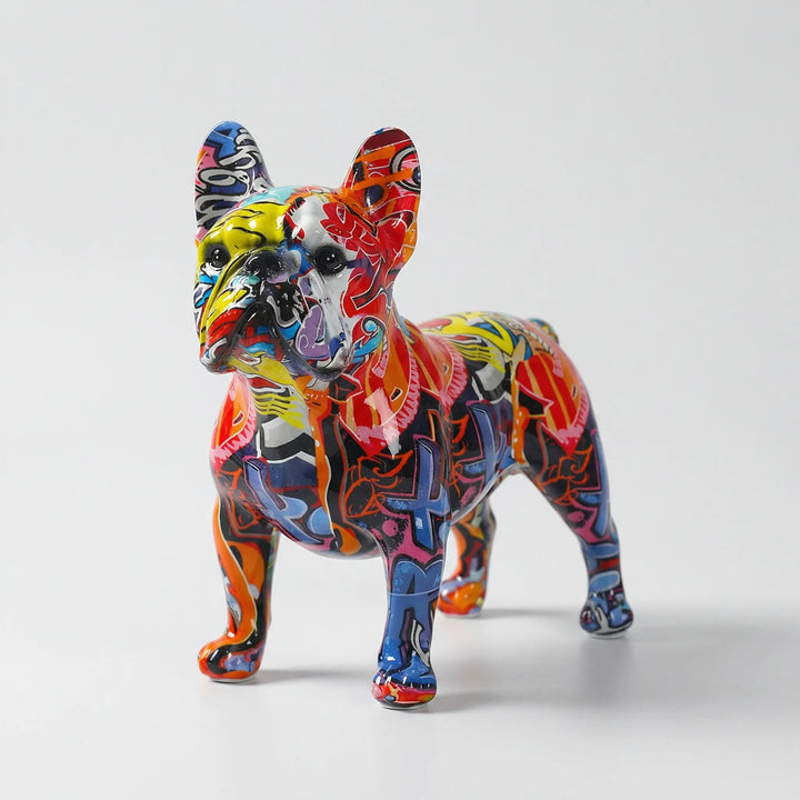 Handbeschilderd Bulldog-Beeldje In Graffitistijl - Frenzzo
