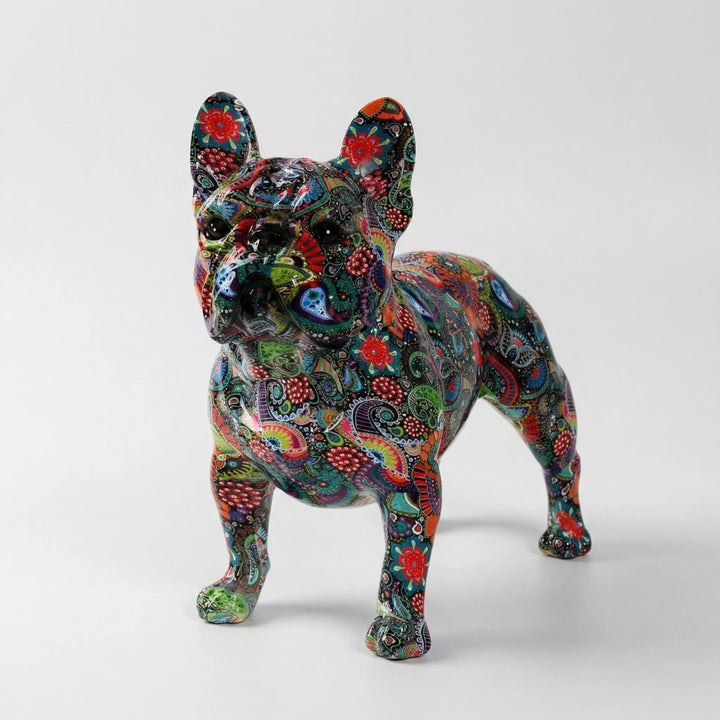 Handbeschilderd Bulldog-Beeldje In Graffitistijl - Frenzzo