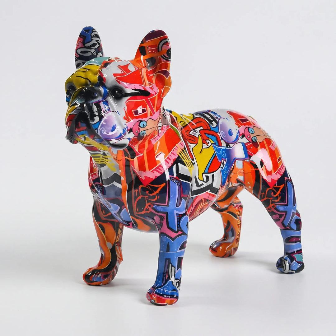 Handbeschilderd Bulldog-Beeldje In Graffitistijl - Frenzzo