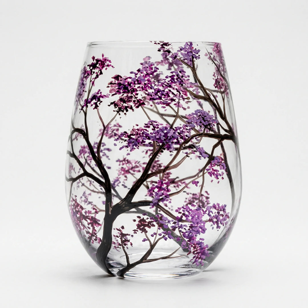 Handbeschilderd Wijnglas Met Natuurmotief - TreeGlass