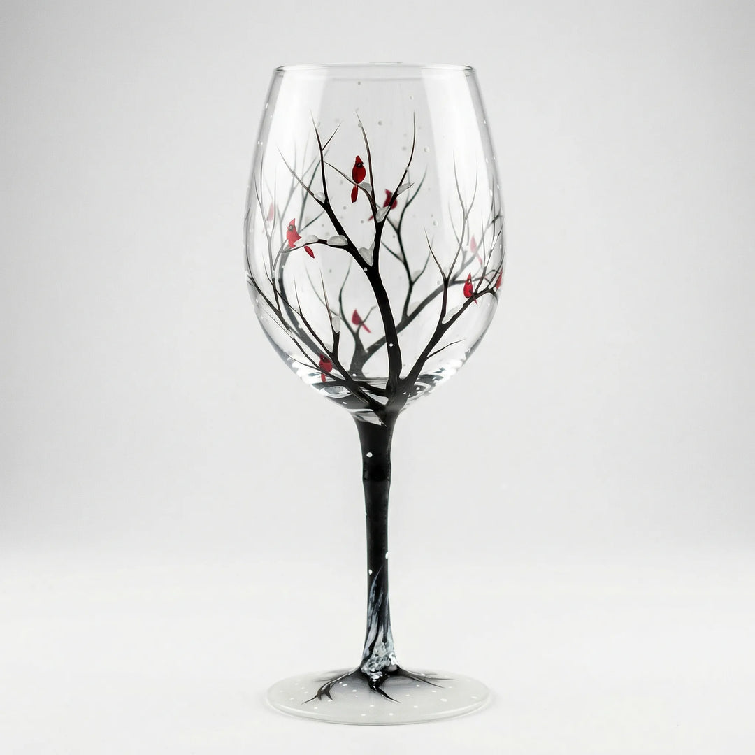 Handbeschilderd Wijnglas Met Natuurmotief - TreeGlass
