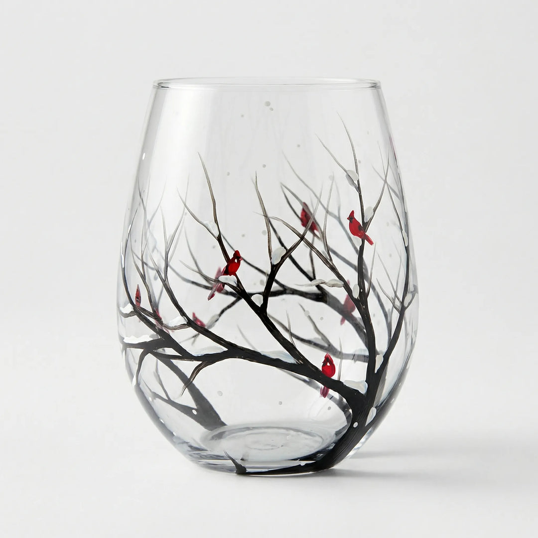 Handbeschilderd Wijnglas Met Natuurmotief - TreeGlass