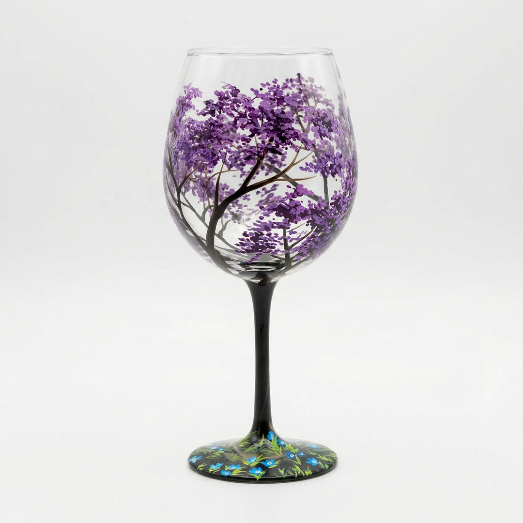 Handbeschilderd Wijnglas Met Natuurmotief - TreeGlass