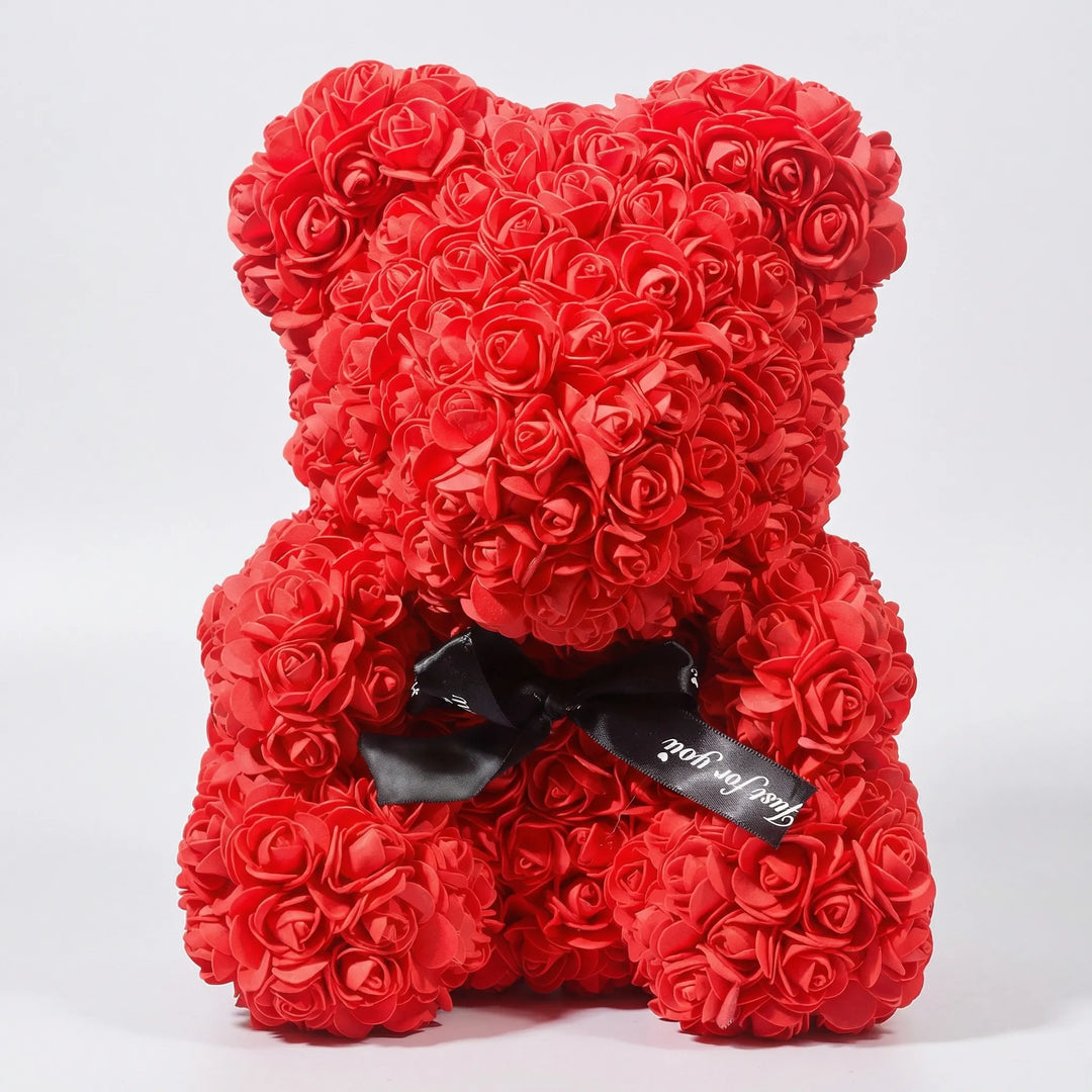 Handgemaakte Beer Van Kunstrozen - BloomBear