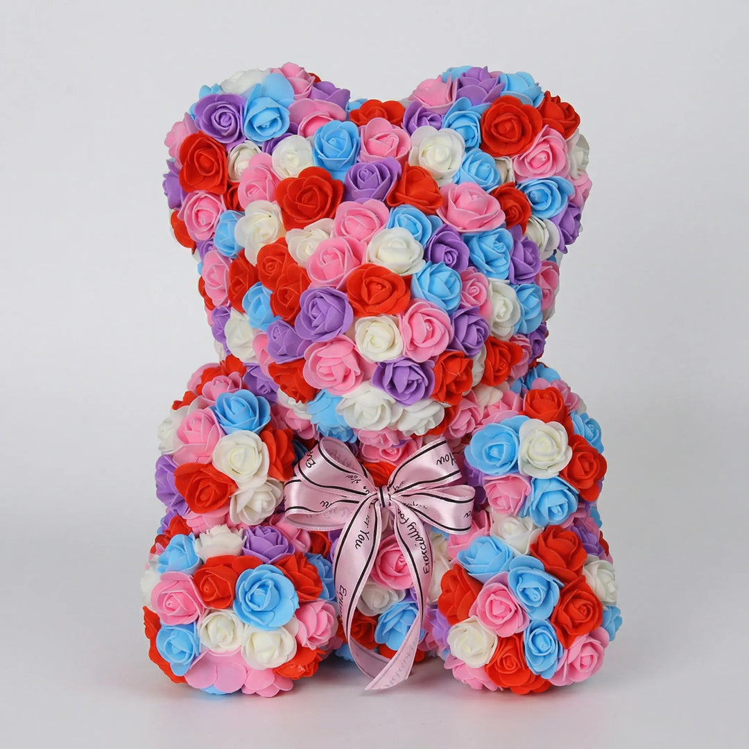 Handgemaakte Beer Van Kunstrozen - BloomBear