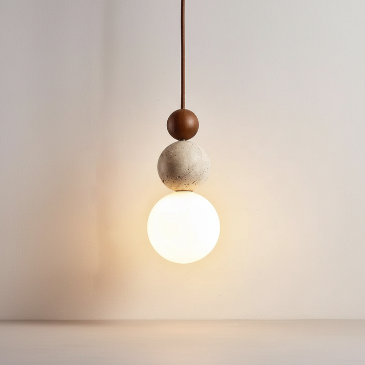 Hängelampe Travertin Holz - WoodSphere