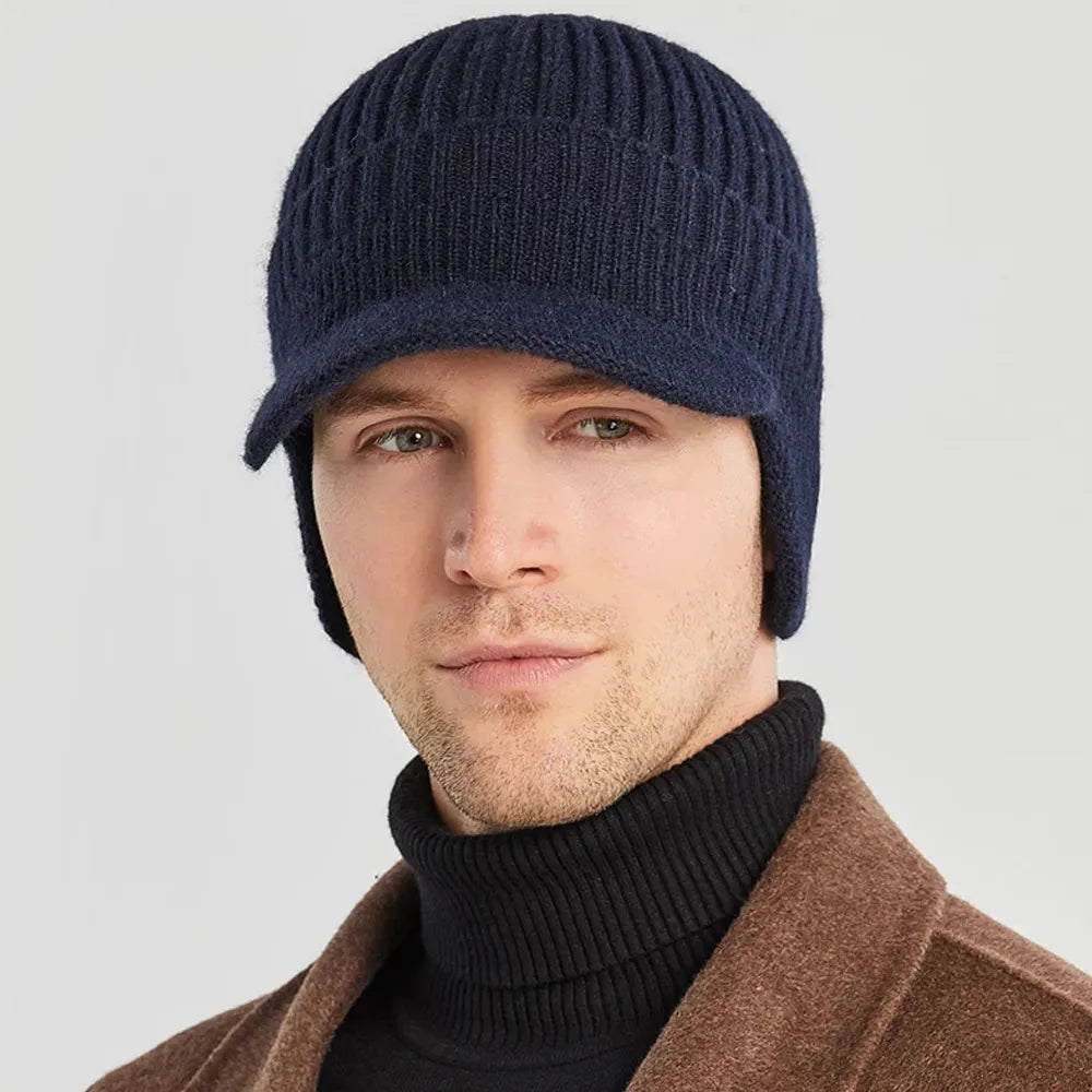 Men's knitted hat with ear flaps - Kian