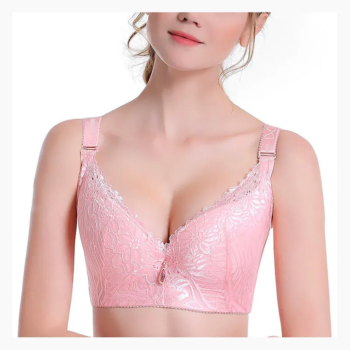 Damen-BH rosa Spitze, verstellbare Träger, bequem, elegant, Unterwäsche für Frauen.