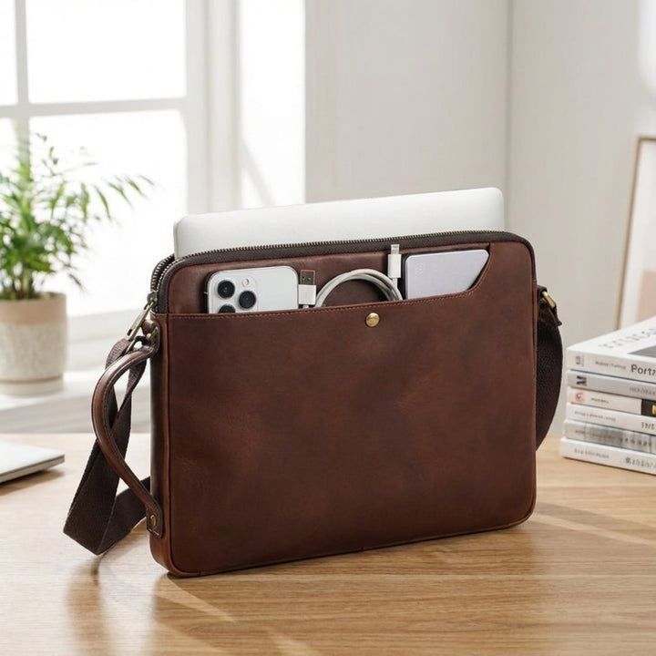 Heren Leren Laptoptas - Leatherix