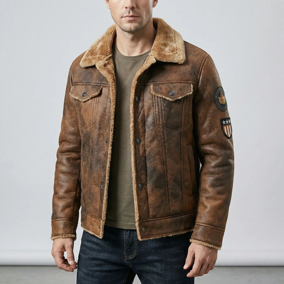 Herren-Bikerjacke Im Klassischen Stil - Mio