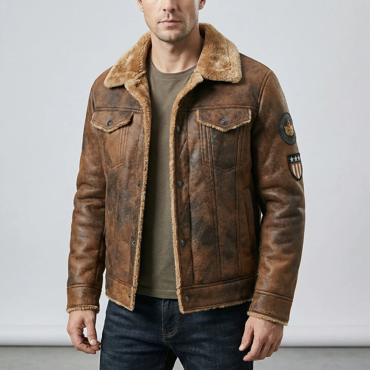 Herren-Bikerjacke Im Klassischen Stil - Mio