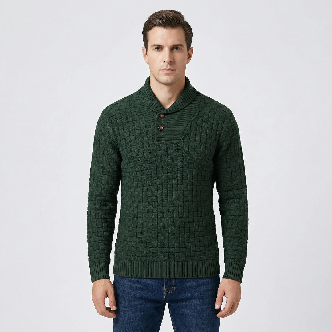 Herrenpullover Mit Schalkragen Und Strickmuster - Lenny