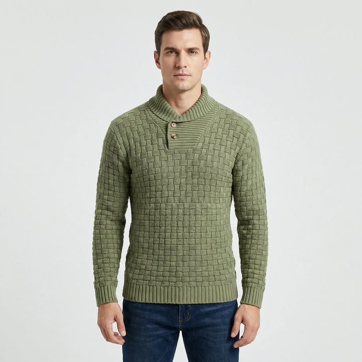 Herrenpullover Mit Schalkragen Und Strickmuster - Lenny