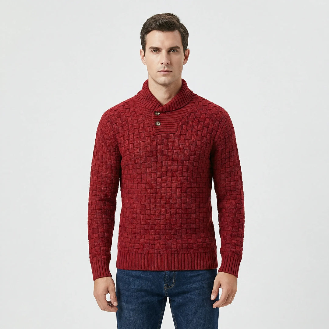 Herrenpullover Mit Schalkragen Und Strickmuster - Lenny