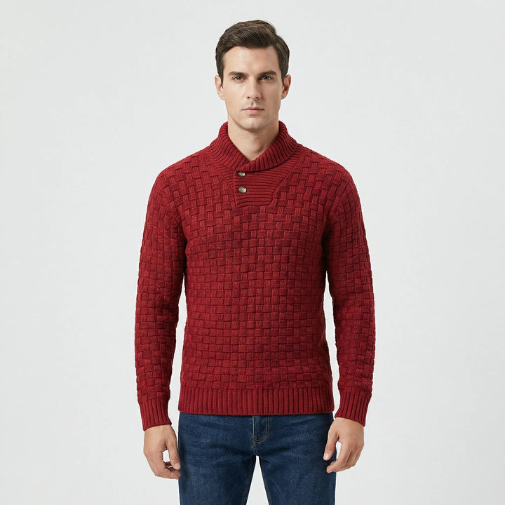 Herrenpullover Mit Schalkragen Und Strickmuster - Lenny