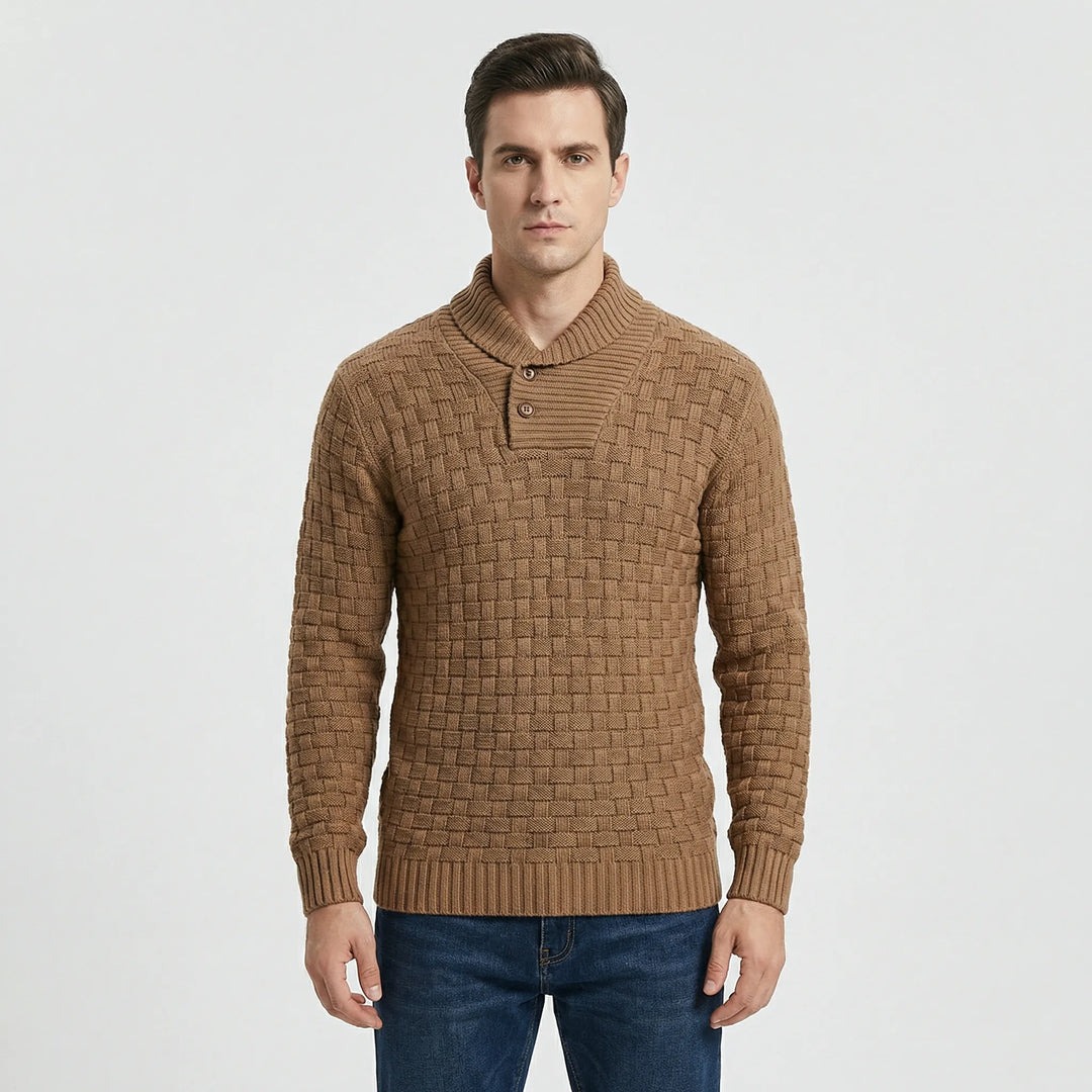 Herrenpullover Mit Schalkragen Und Strickmuster - Lenny