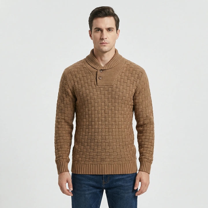 Herrenpullover Mit Schalkragen Und Strickmuster - Lenny