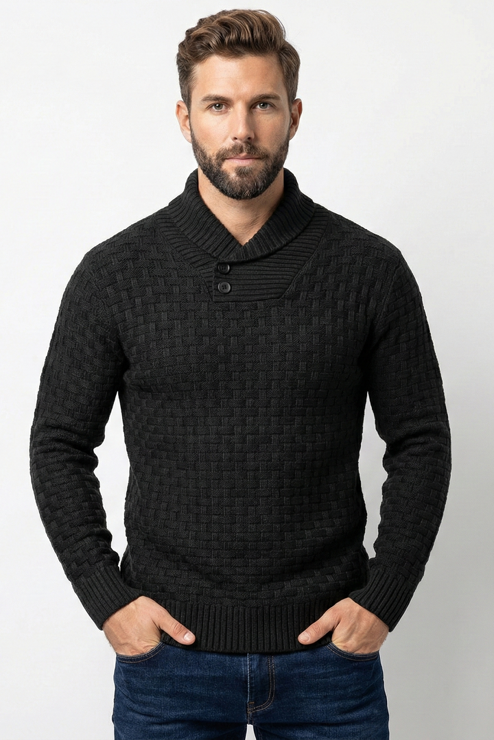 Herrenpullover Mit Schalkragen Und Strickmuster - Lenny