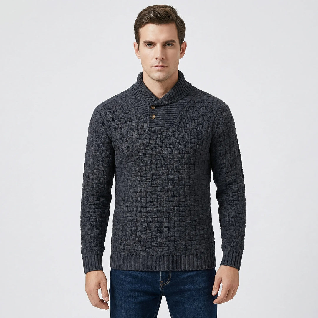 Herrenpullover Mit Schalkragen Und Strickmuster - Lenny