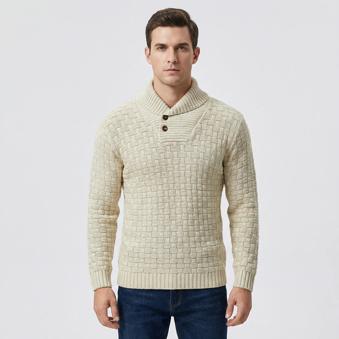 Herrenpullover Mit Schalkragen Und Strickmuster - Lenny