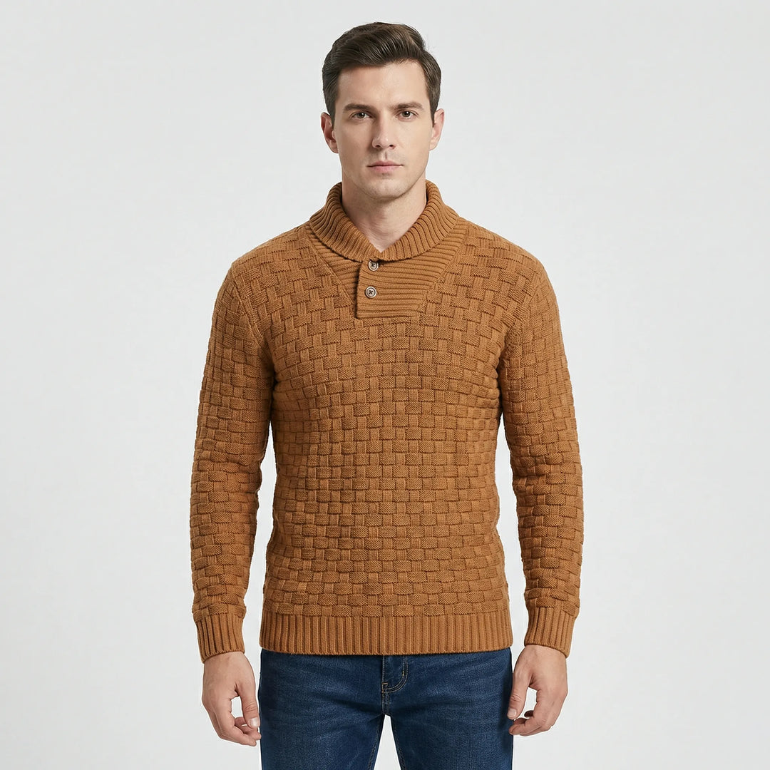 Herrenpullover Mit Schalkragen Und Strickmuster - Lenny
