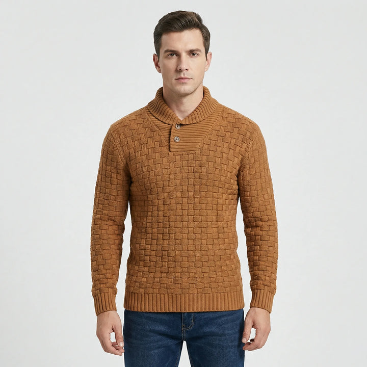Herrenpullover Mit Schalkragen Und Strickmuster - Lenny