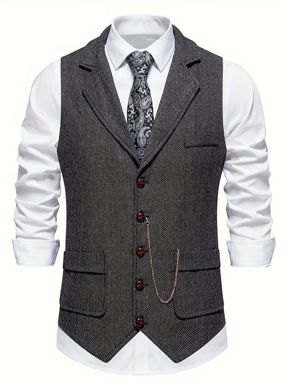 Herringbone Tailored Gents Waistcoat - Derrick