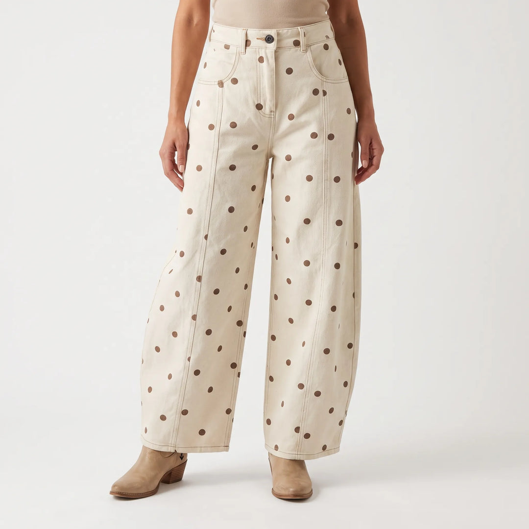 High-Waisted Barrel Polka Dot Pants - Shawna