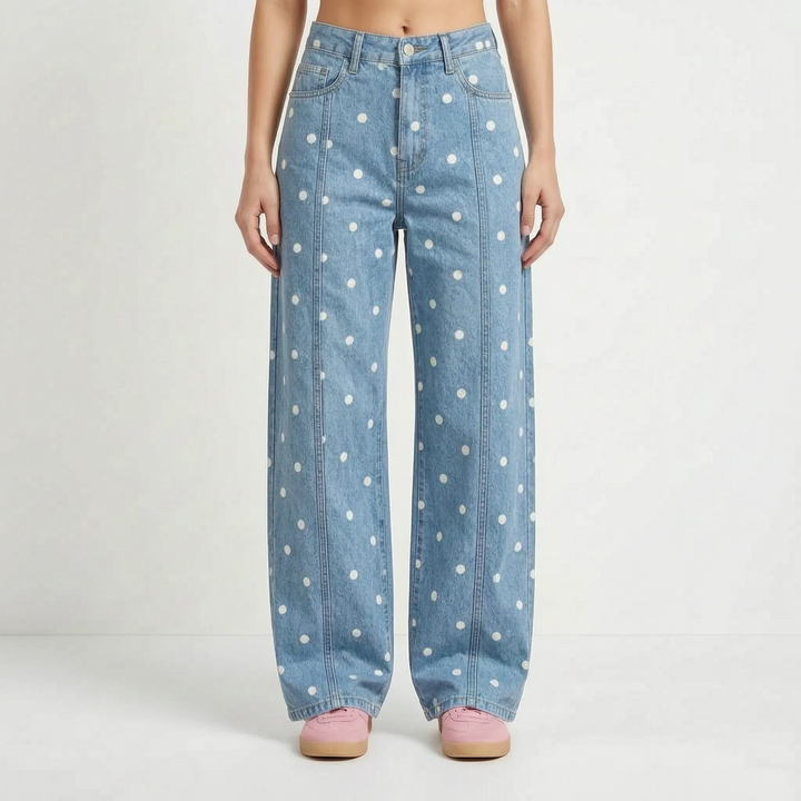 High-Waisted Barrel Polka Dot Pants - Shawna