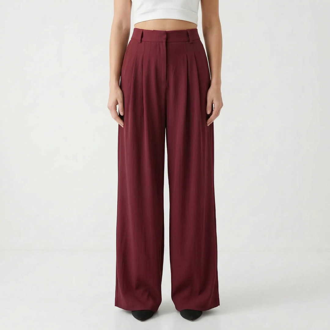 High-Waisted Wide-Leg Trousers - Flowtide