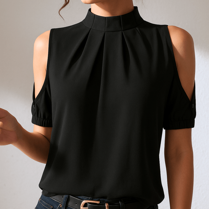 High Neck Cold Shoulder Blouse - Eileen