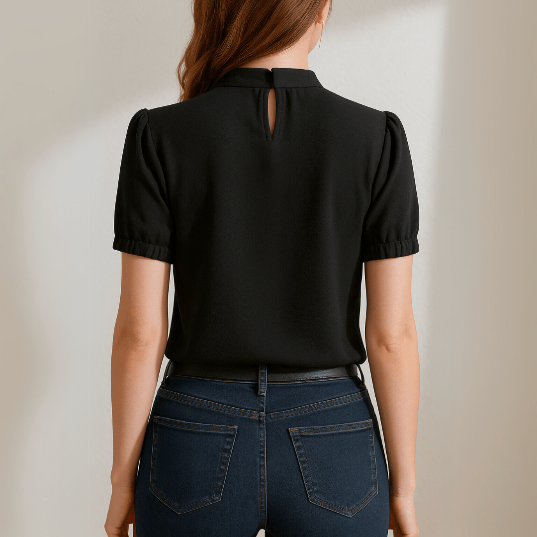 High Neck Cold Shoulder Blouse - Eileen