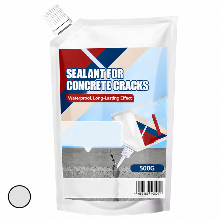 Front of the 500g sealant pouch with white spout cap, shown with a light gray color swatch.