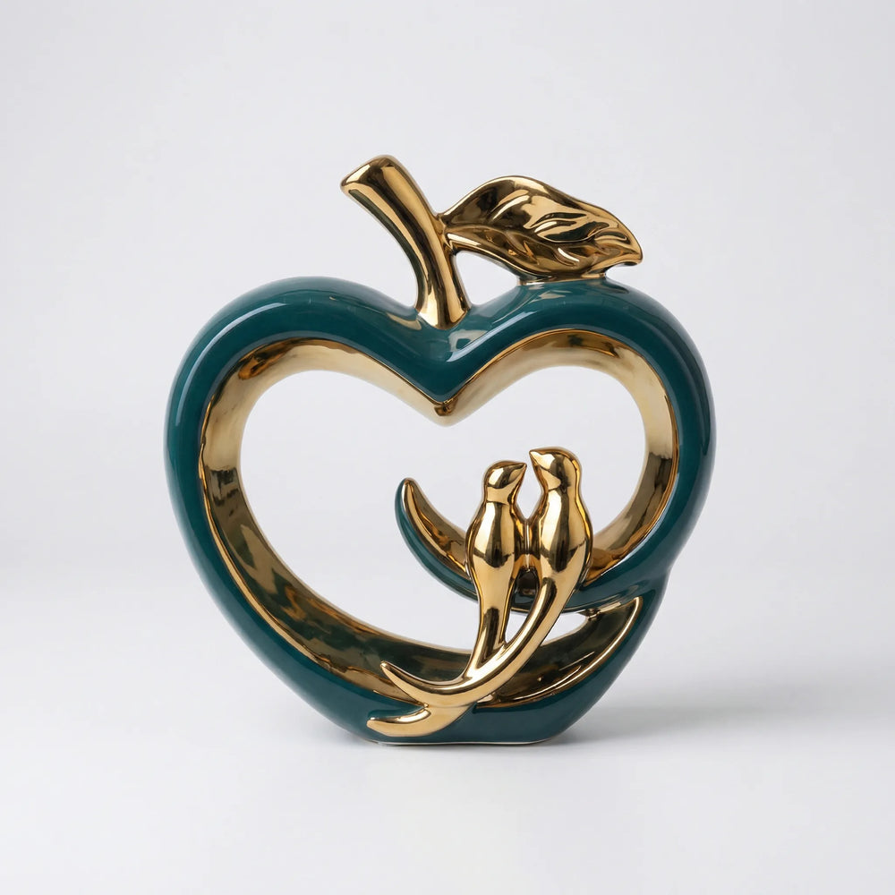 Holle Keramische Appelsculptuur Met Gouden Accenten - Ceramolux