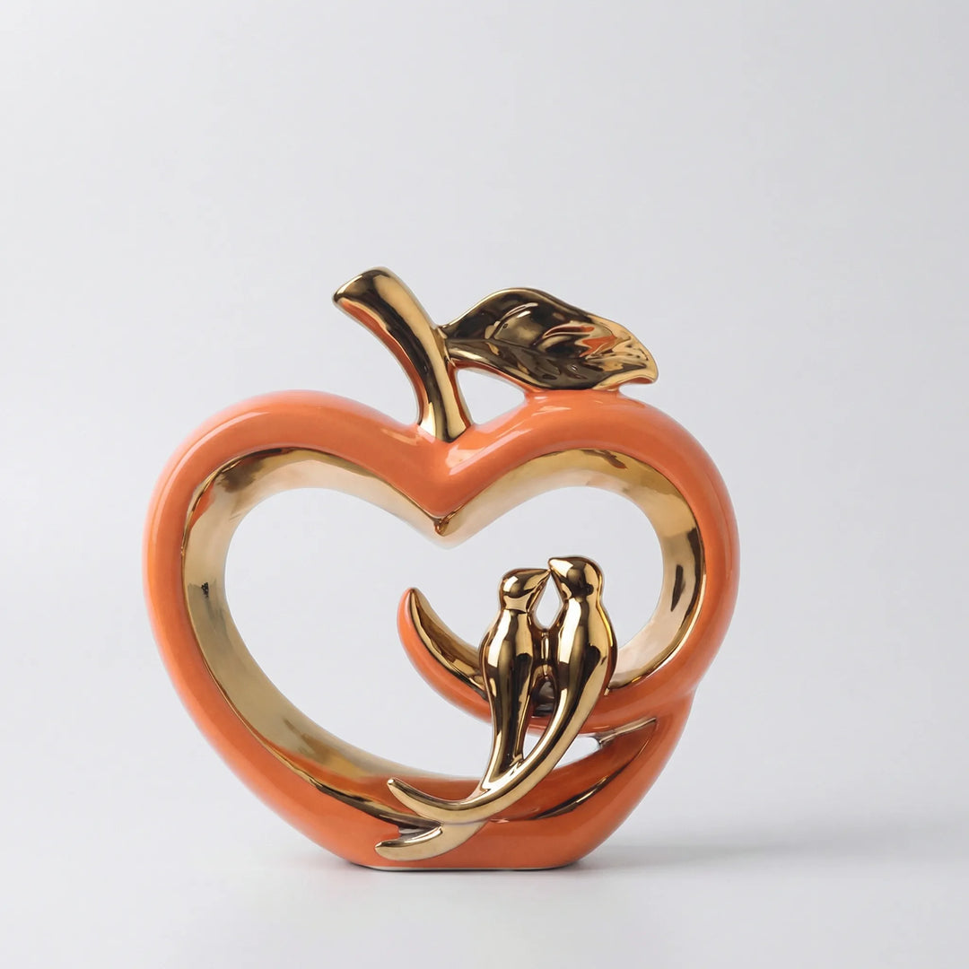 Holle Keramische Appelsculptuur Met Gouden Accenten - Ceramolux