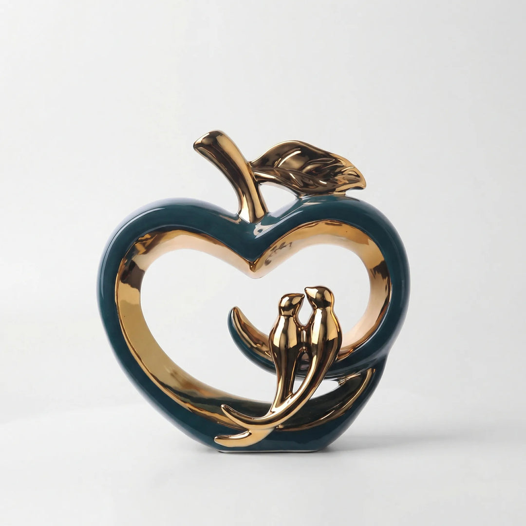 Holle Keramische Appelsculptuur Met Gouden Accenten - Ceramolux