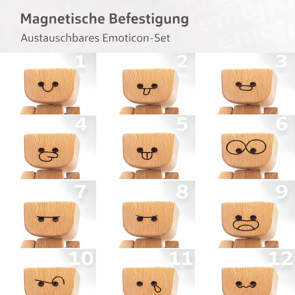 Wooden rocking figure decor with twelve interchangeable faces