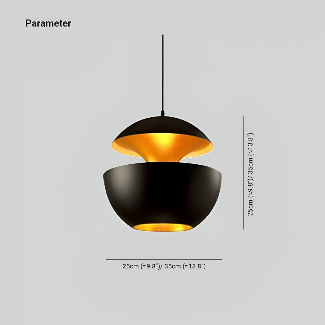 AppleGlow Pendant Light dimension diagram showing the 25 cm and 35 cm sizes.