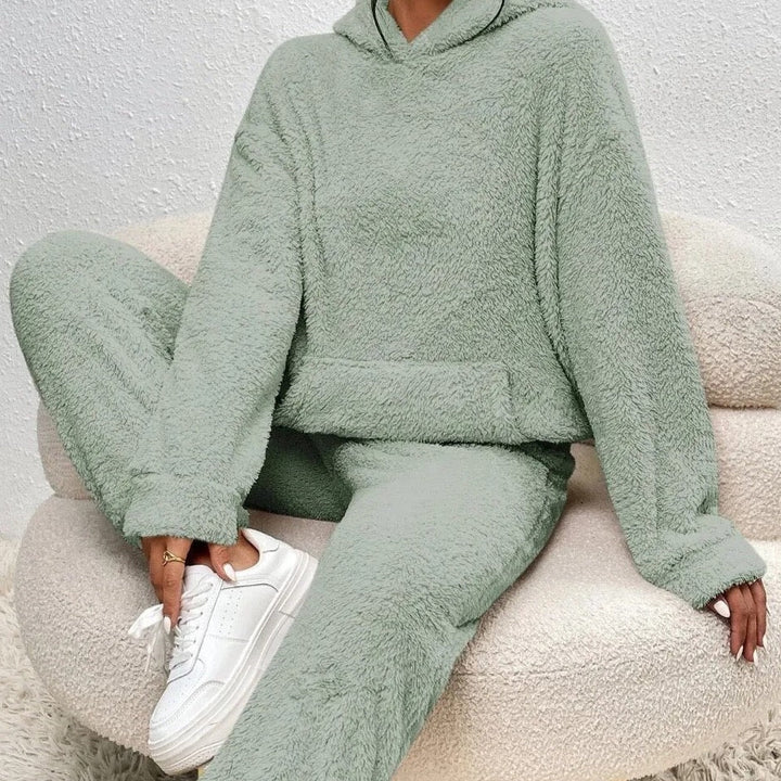 Hooded Fluffy Two-Piece Lounge Set - Marsha
