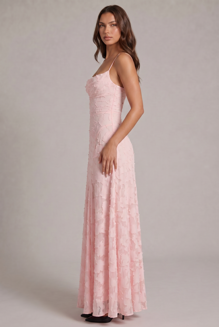 Olivia Maxi Dress in pink, side view