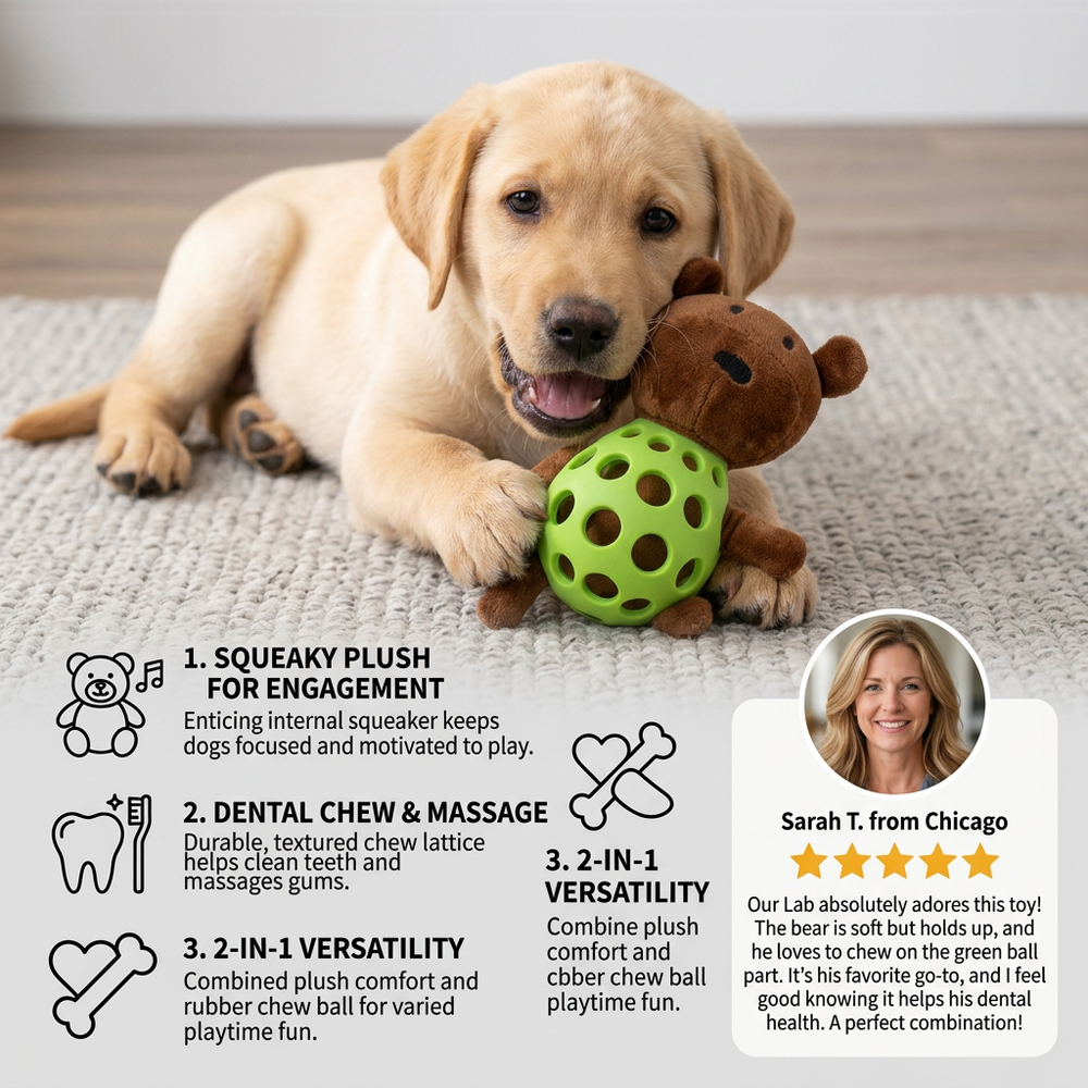 Interactive Plush Dog Toy - SqueakBear