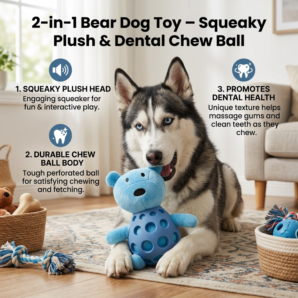 Interactive Plush Dog Toy - SqueakBear