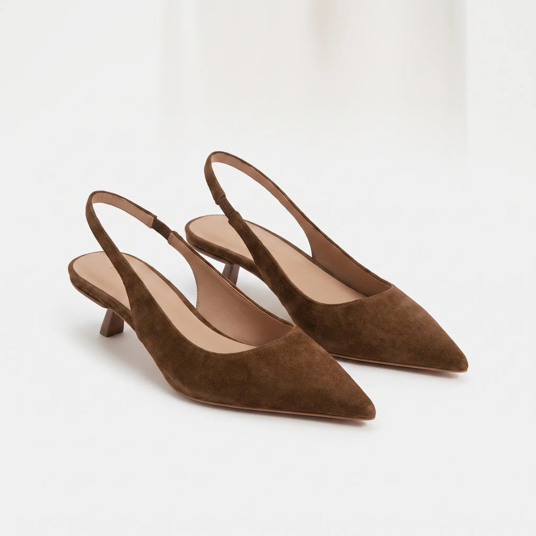 Kitten Heel Slingback Sandals - Carrie