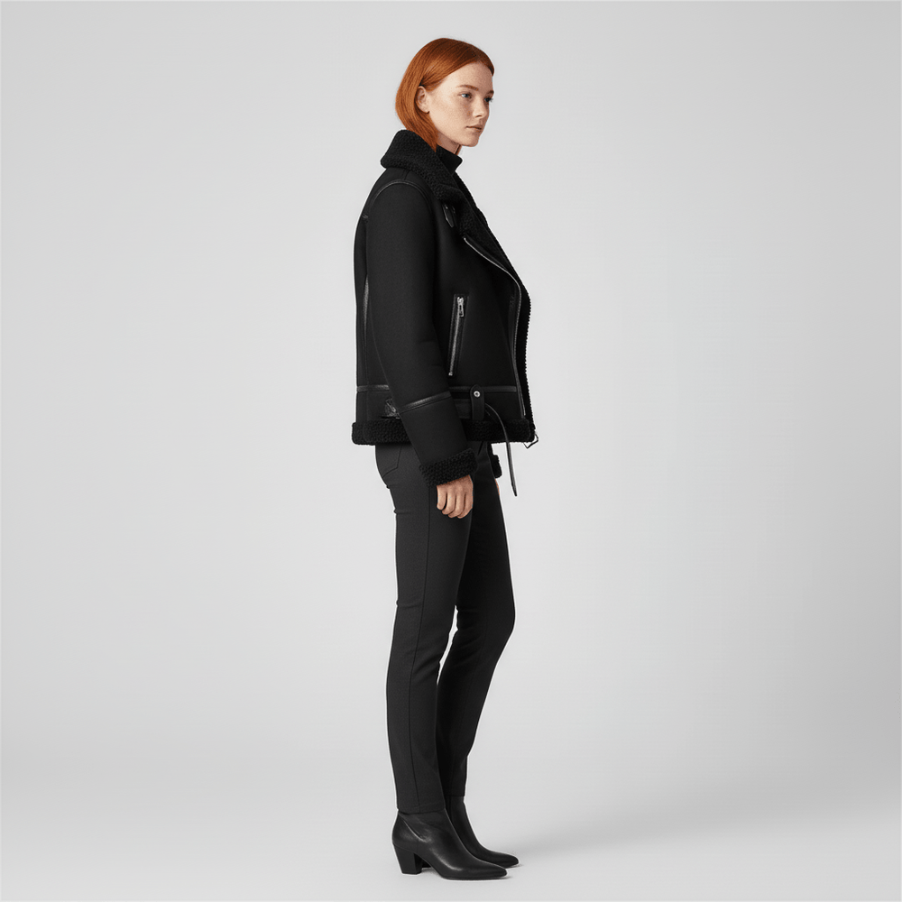 Klassische Lammfell-Inspirierte Jacke - Sophie