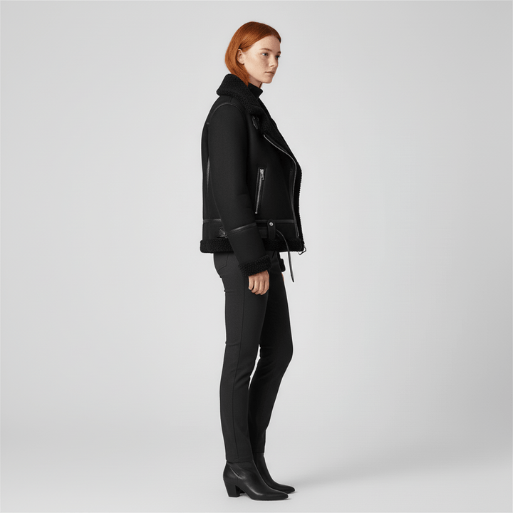 Klassische Lammfell-Inspirierte Jacke - Sophie
