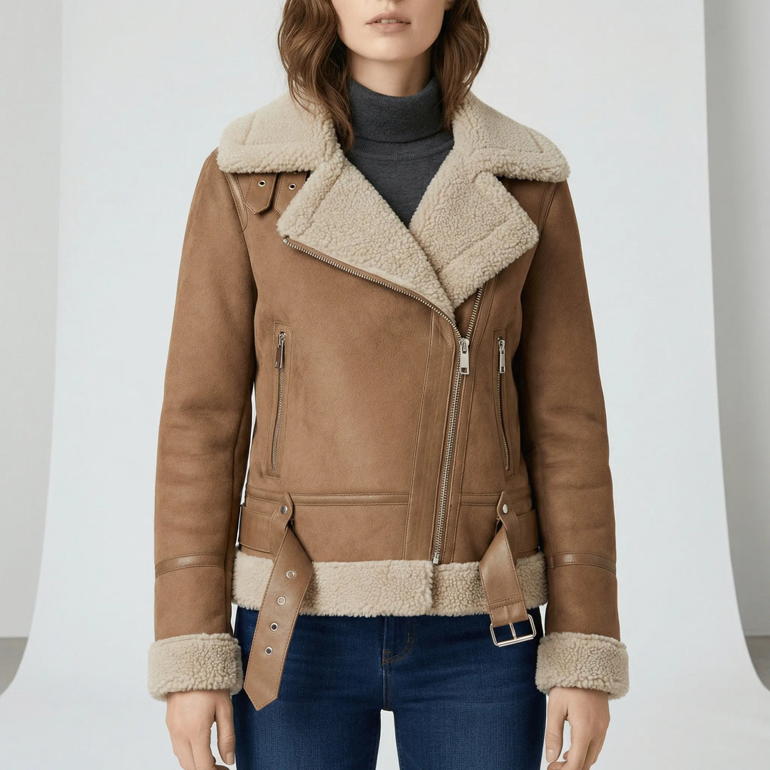 Klassische Lammfell-Inspirierte Jacke - Sophie